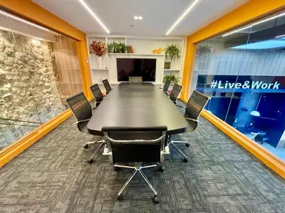 A área empresarial e/ ou a sala de conferências de 802 · JSmart novo, 2 suítes, Wi-Fi 600 mb, by CasaCris