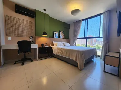 Uma cama ou camas num quarto em VL 701 · JSmart Aldeota, 1 suíte, Wi-Fi 600 mb, by CasaCris