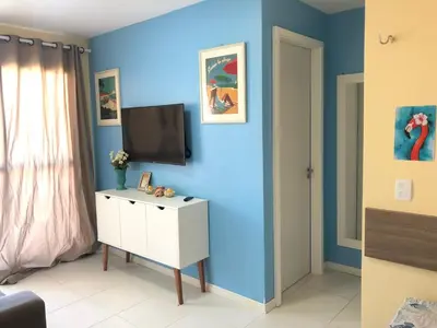 Uma televisão e/ou sistema de entretenimento em Vg Sun Cumbuco, na praia lindo C1 301