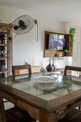 Uma televisão e/ou sistema de entretenimento em Casa da Cabana Guajiru
