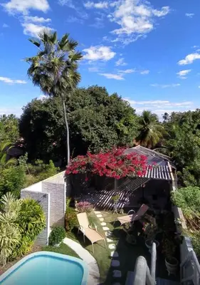 Um jardim no exterior de Pousada pontal das estrelas