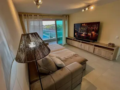 Uma cama ou camas num quarto em Cobertura Maravilhosa no Porto Das Dunas