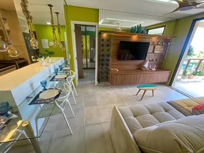 Uma área de estar em Wai Wai Cumbuco Ocean View Pé na Areia