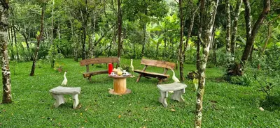 Um jardim no exterior de Recanto da Felicidade