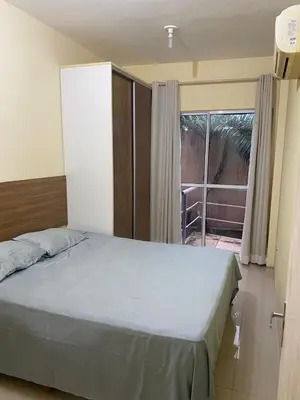 Uma cama ou camas num quarto em Apartamento Kite Village Deluxe Cumbuco
