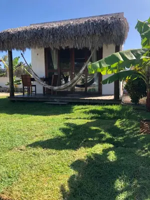 Um jardim no exterior de Moitas Chalés