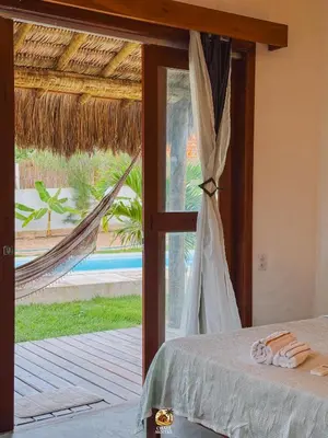 Uma cama ou camas num quarto em Moitas Chalés