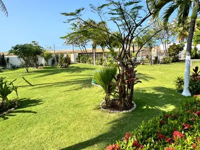 Um jardim no exterior de Splendide villa à morro branco vue sur mer