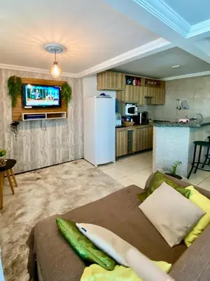 A cozinha ou kitchenette de Apê aconchegante na praia