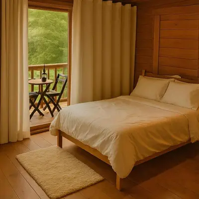 Uma cama ou camas num quarto em Natural Harmony Bungalow
