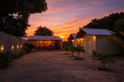 O nascer ou o pôr do sol visto a partir da casa de férias