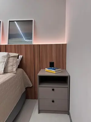 Uma cama ou camas num quarto em Studio Pérola com Rooftop Vista para o Mar