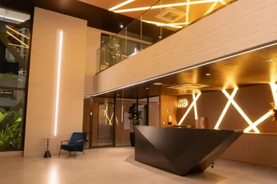 Uma área de estar em Studio Duna, 25º Andar Vista Mar, à 350m Beira-Mar no Meireles com Rooftop exclusivo
