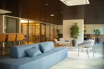 Uma área de estar em Studio Duna, 25º Andar Vista Mar, à 350m Beira-Mar no Meireles com Rooftop exclusivo
