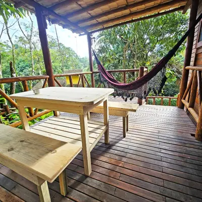 Uma varanda ou terraço em Bangalô Harmonia Natural
