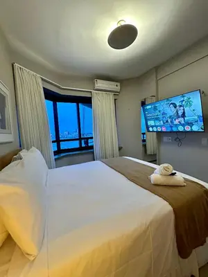 Uma cama ou camas num quarto em 951A Golden flat Fortaleza