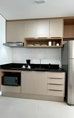 A cozinha ou kitchenette de Studio a 500 m da Av Beira Mar BC Meireles