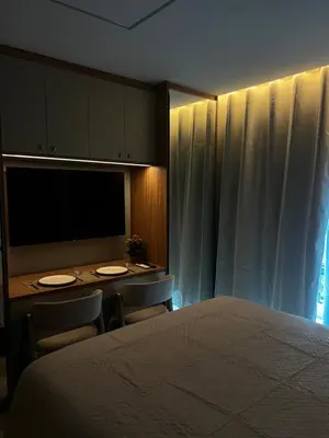 Uma cama ou camas num quarto em Apartamento beach class Meireles Vista mar