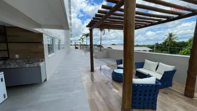 Uma varanda ou terraço em Ap próx ao Shopping com garagem, piscina e ar