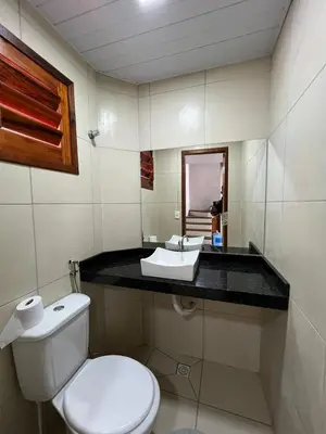 Uma casa de banho em Chalé Sossego Serrano