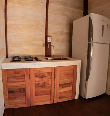 A cozinha ou kitchenette de Vila Ammos Beach Houses