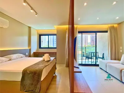 Uma cama ou camas num quarto em Beach Class Meireles by Holiday Stays