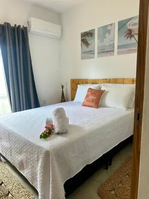 Uma cama ou camas num quarto em Kza da Paty Preá dEla