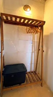 Uma cama ou camas num quarto em Preá Chalé Tsuru