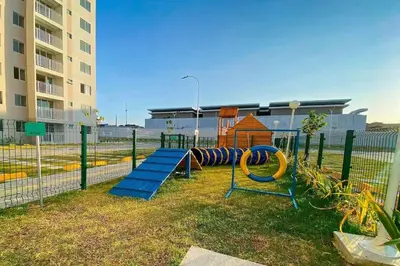 A área de jogos para crianças em Apartamento mobiliado na Praia do Futuro com vista para o mar