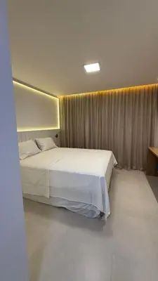 Uma cama ou camas num quarto em Estúdio a 200m da Beira-Mar-Beach Class Meireles