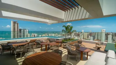 Uma área de estar em Apartamento luxuoso no Meireles