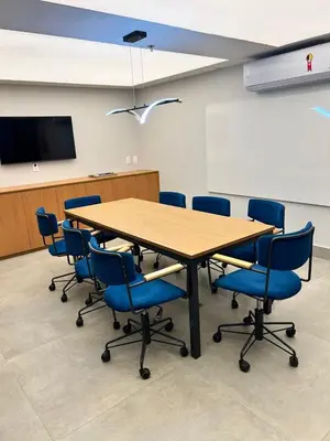 A área empresarial e/ ou a sala de conferências de Apartamento Sofisticado Beach Class Beira Mar
