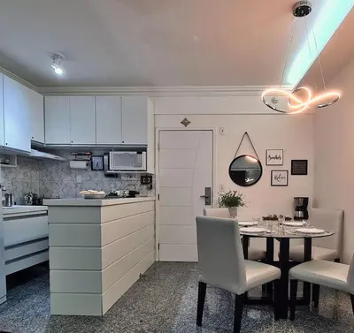 A cozinha ou kitchenette de Flat-Apartamento- Moderno e Lindo - Vista Beira Mar