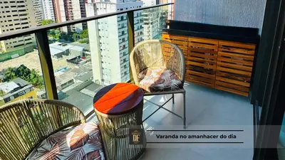 Uma varanda ou terraço em Beach Class Meireles by Diego Flats