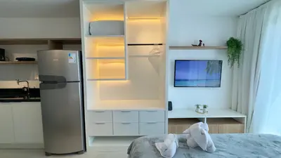 A cozinha ou kitchenette de Studio Ônix no Beach Class Meireles