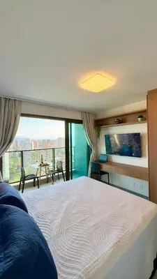 Uma cama ou camas num quarto em Studio Premium no Meireles - a 500 m da Beira Mar