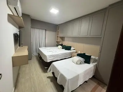 Uma cama ou camas num quarto em BP309 - Ap lindo e decorado a 100 m da praia do Cumbuco, com o melhor custo-benefício