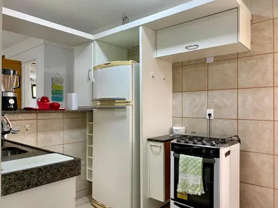 A cozinha ou kitchenette de Apartamento em condomínio com acesso à praia
