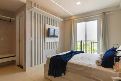 Uma cama ou camas num quarto em Home Studio