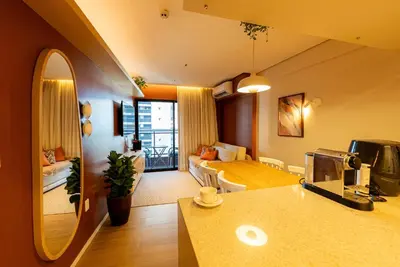 Uma cama ou camas num quarto em Landscape Meireles