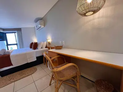 Uma cama ou camas num quarto em O melhor da Beira Mar de Fortaleza