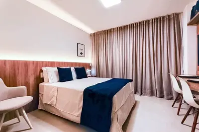 Uma cama ou camas num quarto em 1712DuoStay Beach Class Fortaleza