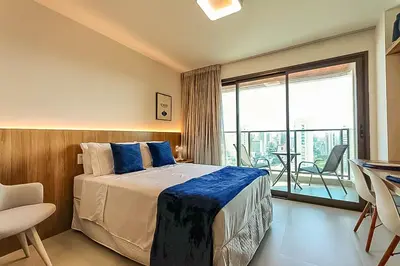 Uma cama ou camas num quarto em 1712DuoStay Beach Class Fortaleza