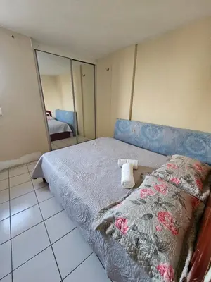 Uma cama ou camas num quarto em Apartamento na Praia do Futuro a 150m da Praia Mobiliado