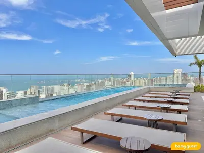Uma varanda ou terraço em Beach Class Meireles
