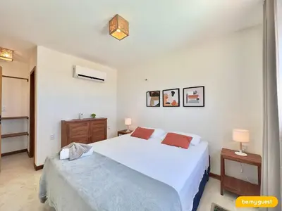 Uma cama ou camas num quarto em Beach-Home Pontal de Maceió