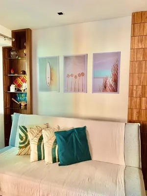 Uma área de estar em Aconchego nordestino em Fortaleza com o melhor de um resort