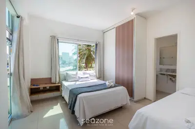 Uma cama ou camas num quarto em Apto c/ 2 Quartos a 150 m da Praia KVD0201
