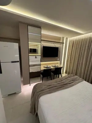 A cozinha ou kitchenette de Flat Beach Class 600m from the beach Fortaleza praia