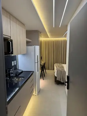 A cozinha ou kitchenette de Flat Beach Class 600m from the beach Fortaleza praia